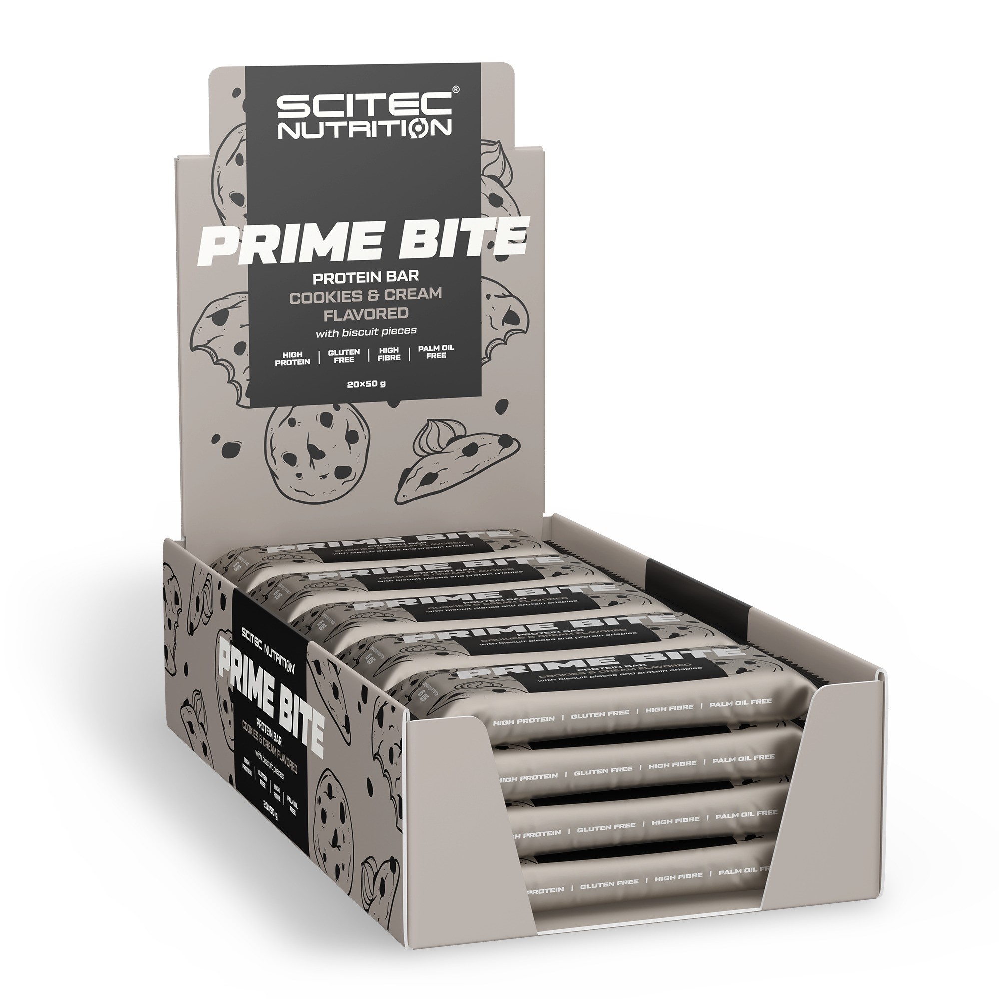 Caja de Barras Prime Bite Cookies&Cream (20 unid.)